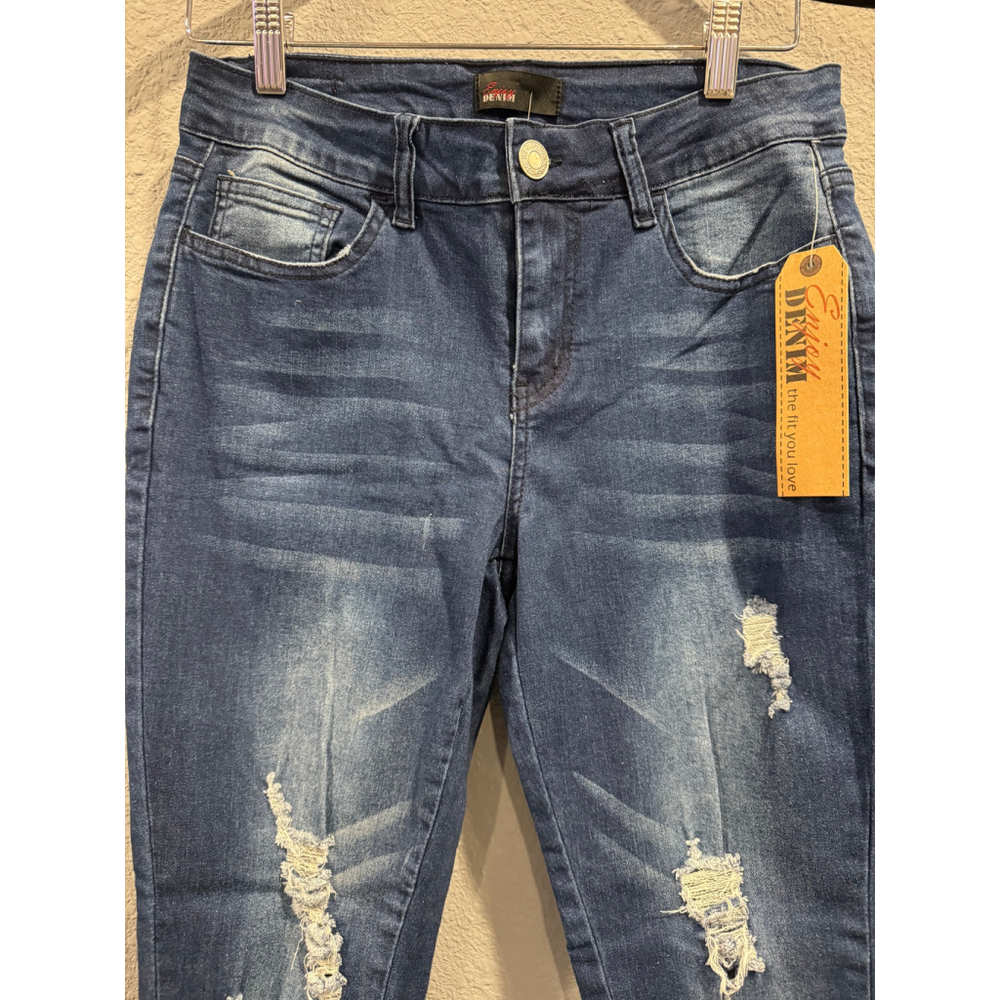 Enjoy Denim Distressed Skinny Jeans in Indigo Wash NWT Sz 8 - Picture 2 of 8
